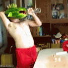 Drunk puking fish melon head