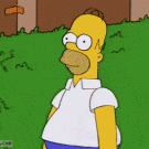 Homer Simpson hides in hedge