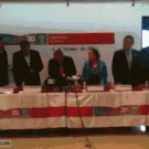 Press conference chair fail