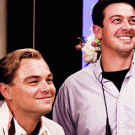 Tobey Maguire photobombs Leonardo Di Caprio