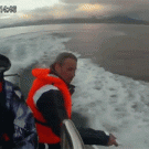 Frisbee catch off boat