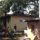 Kiddie pool belly flop off the roof