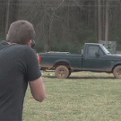 Guy almost hit by flying shrapnel from exploding car