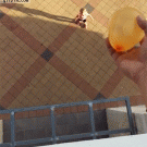 Kid catchess water balloon