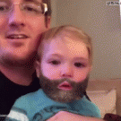 Baby sneezes beard off