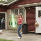 Girl light saber dance