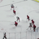 Hockey goalie save with bicycle kick (Reto Berra)