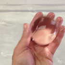 Polymer balls are invisible in water