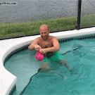 Putting on swimming cap