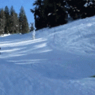 Kid skis with his nuts