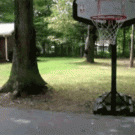 Skater hits head in basketball rim