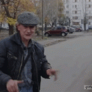 Man on bicycle materilazies out of thin air