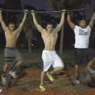 Stepping in sync in the air