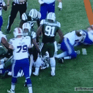 Anthony Dixon gives Sheldon Richardson the ball back