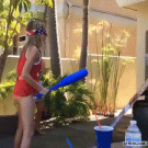 Girls doing pinata