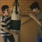 Using guy's face as a punching bag