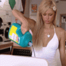 Paris Hilton doing her laundry
