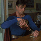 Superman drinking