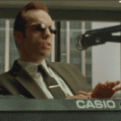 Agent Smith playing the keyboard