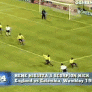Higuita scorpion kick save, 1995