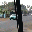 Bus almost hits biker