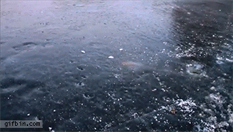 firework bottle rocket under frozen lake