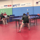Ping pong backhand shot around the net (Johan Hagberg)