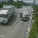 Truck door hits man