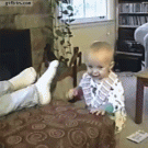Baby cringes when smelling daddy's feet