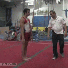 Gymnast does a backflip without jumping