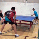 Amazing ping pong behind-the-back shot