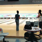 Between-the-legs bowling shot