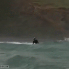 Jumping jet-skier hits drone