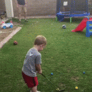 Catching ball with mouth golf trick shot