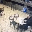 Waitress throwing bottle in trash save