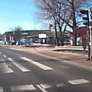 Car almost hits man on crosswalk