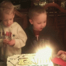 Birthday boy falls on cake
