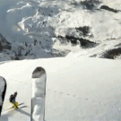 Skier jumps off slope