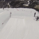 Piggyback skiing backflip