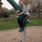 Kid on a shaking swing