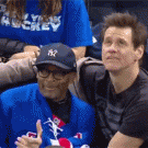 Jim Carrey and Spike Lee fooling around on the jumbotron