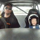 Kid's reaction in rally car