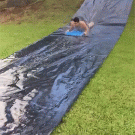 Slow-motion slip-and-slide dog wipeout