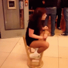 Girl spinning on stool