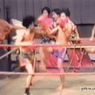 Kickboxer punches girl in the audience