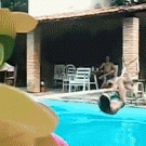 Slacklining over swimming pool fail