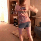 Girl does toad dance
