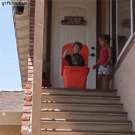 Kids playing on the stairs