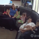 Dad catches baby falling off couch