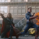 Thor fails at catching flying hammer in slo-mo (The Avengers blooper)